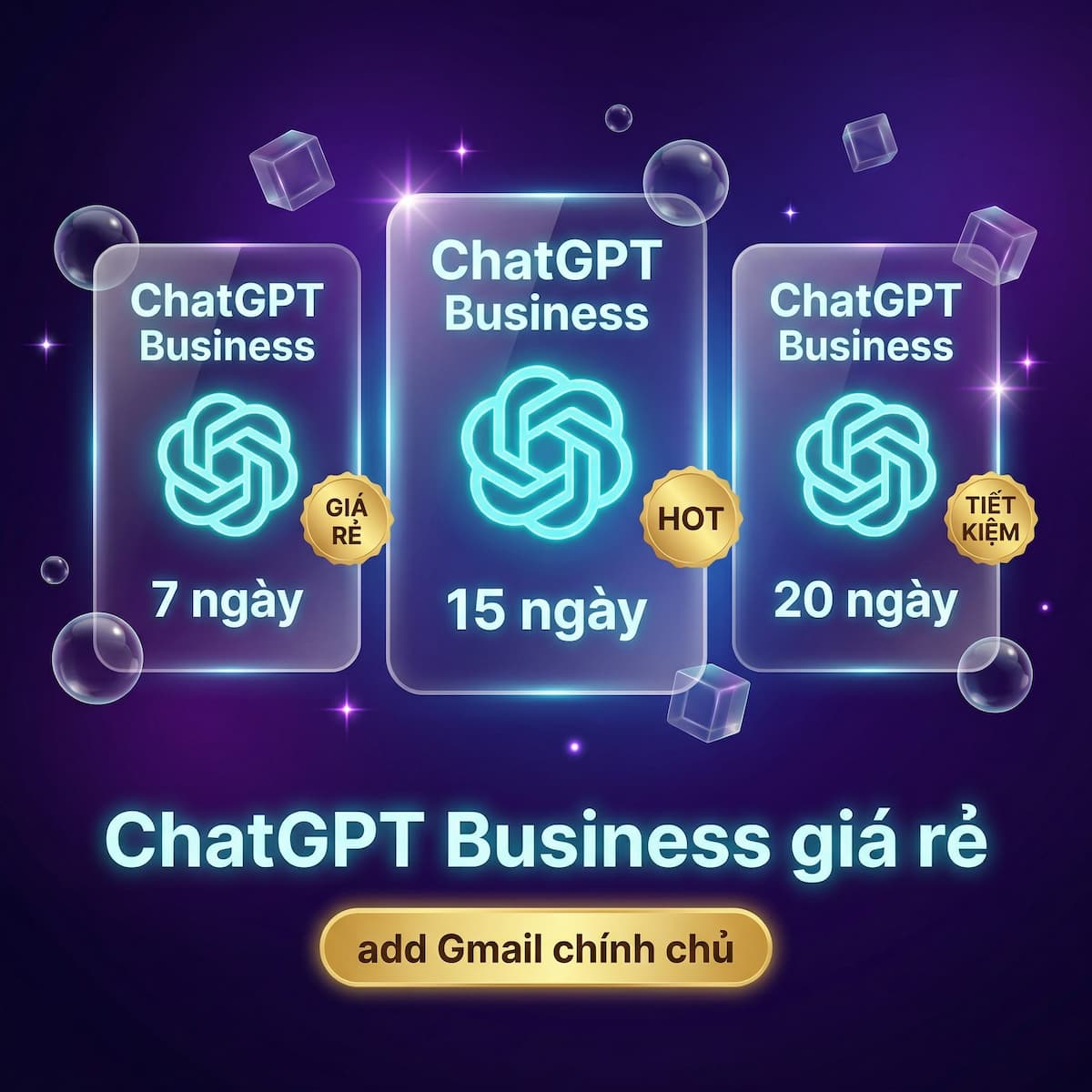 ChatGPT Business 7 ngày / 15 ngày / 20 ngày - add Gmail chính chủ giá rẻ