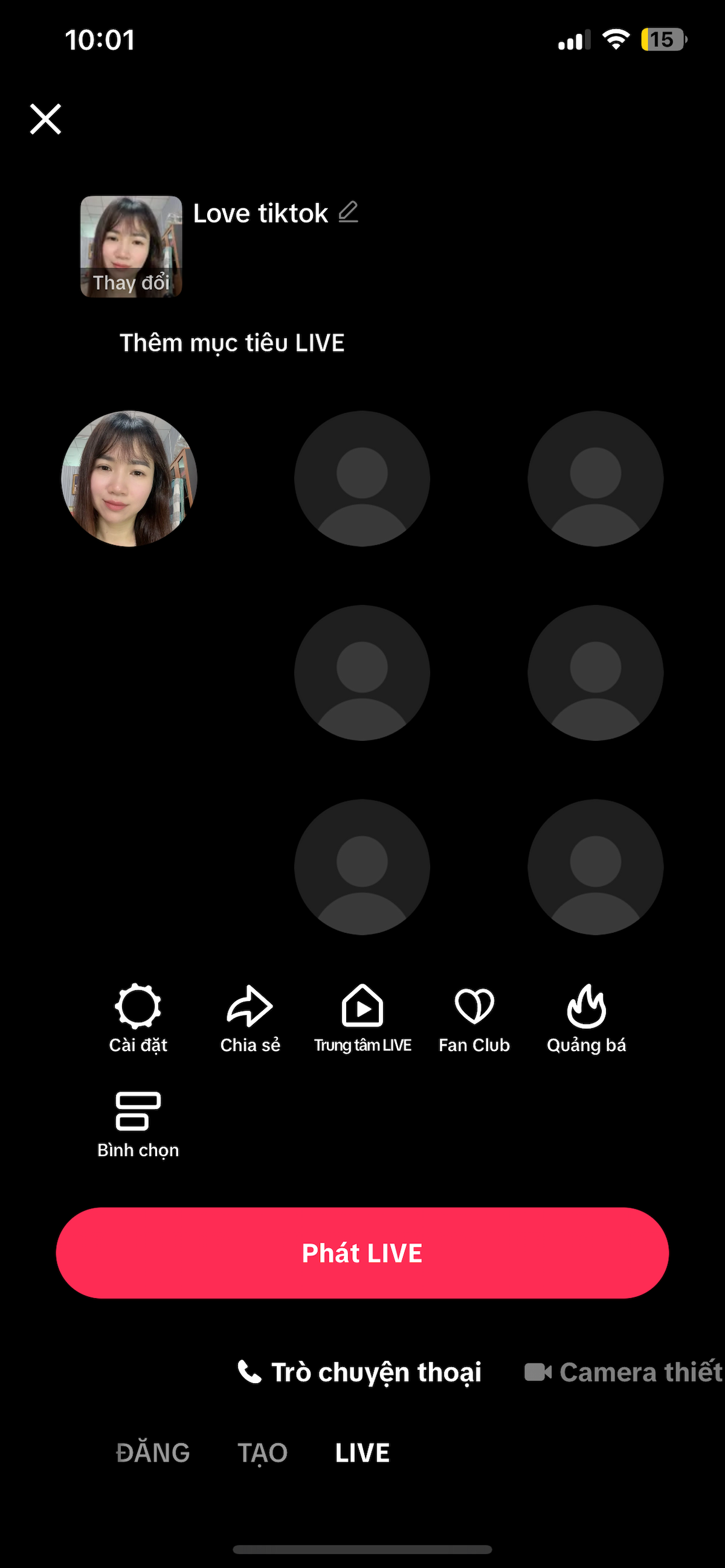 Tk TikTok full chức năng có giả hàng , live trò truyện và quảng bá 